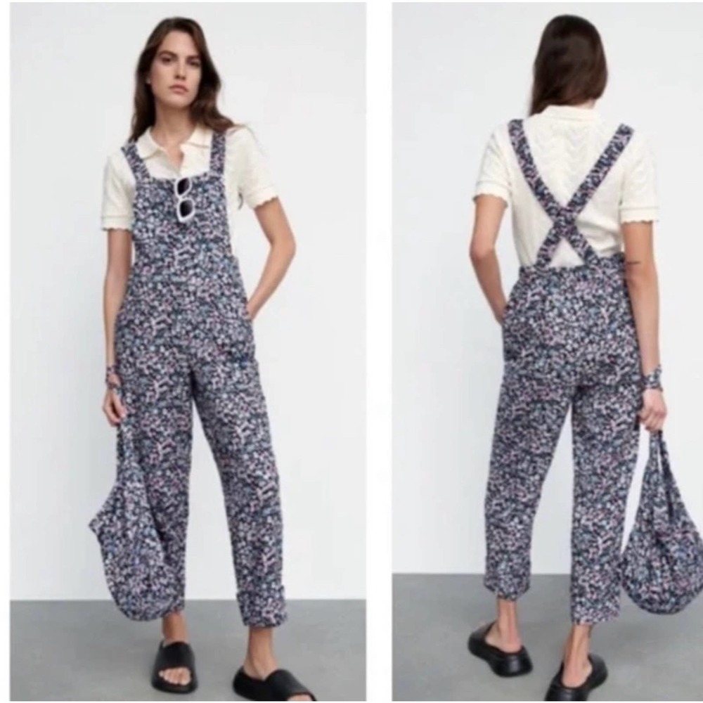 ZARA FLORAL PRINTED OVERALLS